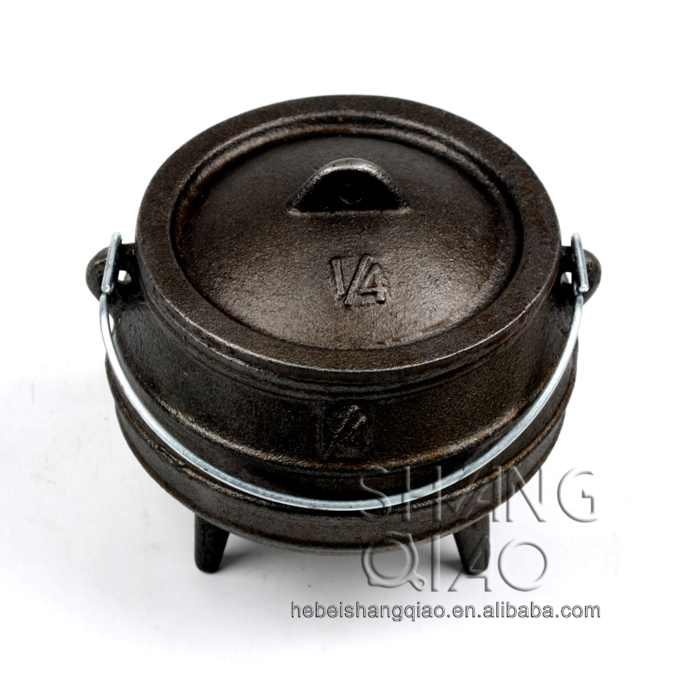 Factory Wholesale 1/4# Cast Iron Potjiekos Cast Iron Three Legged Cauldron