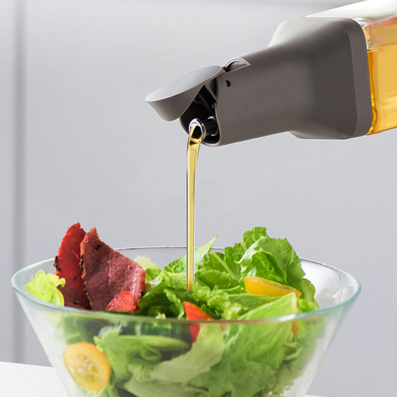 Auto Flip Clear Glass Sauce Dispenser for Kitchen Oil Cooking