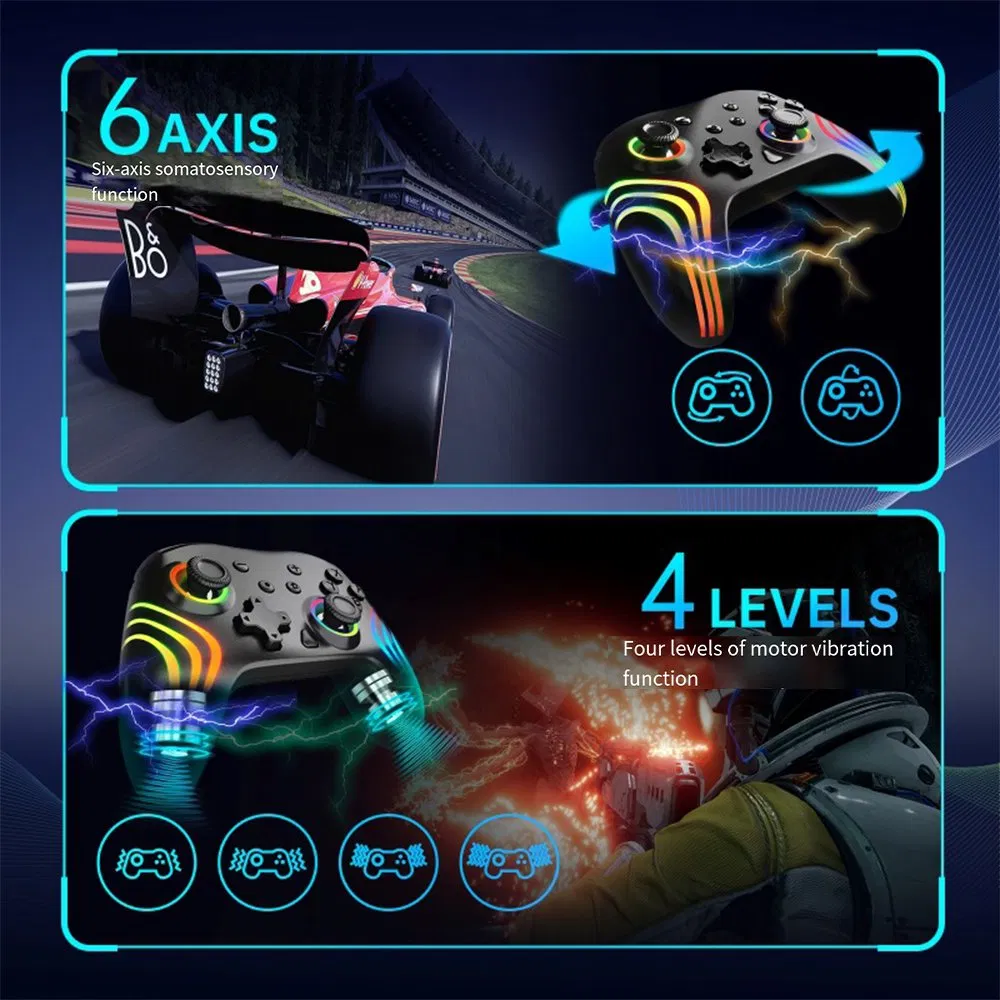 Factory Custom RGB Light Three-Mode Game Controller with NFC Function for Nintend Switch