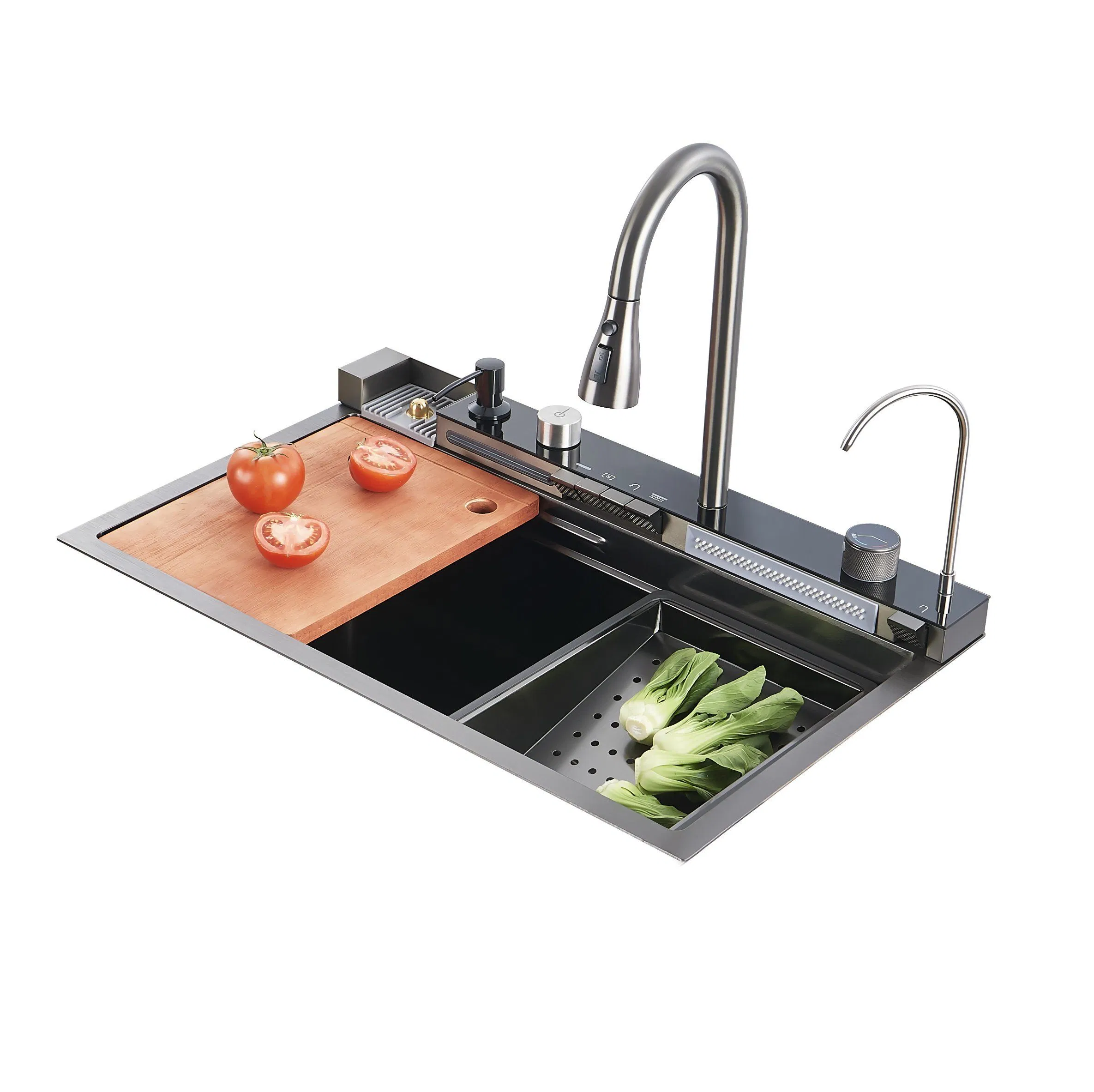 Smart Kitchen Sink Stainless Steel Sink with Multifunctional Waterfall Pull-out Faucet
