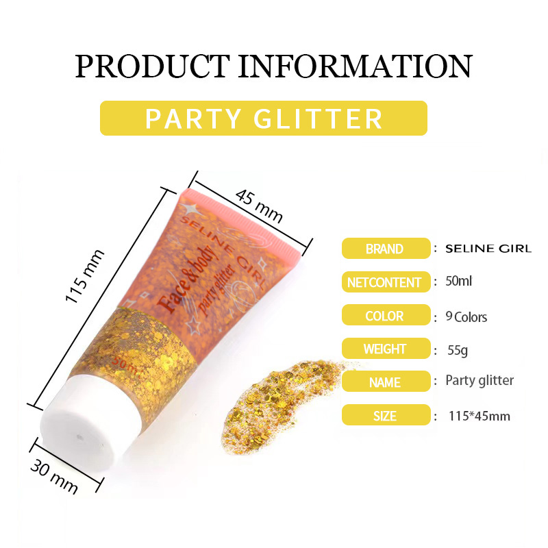 Seline Girl 50ml Face Hair Body Gel Stage Nightclub Glitter