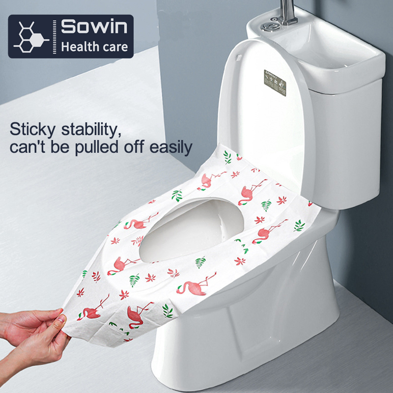 Printed Partten Non-Woven Disposable Hotel Products Toilet Cover for Travelling Using