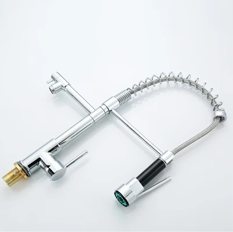 Wholesale Modern Single Handle Deck Mounted Kitchen Faucet Stainless Steel 360 Pull out Down Black Sink Mixer Hot Cold Water Tap