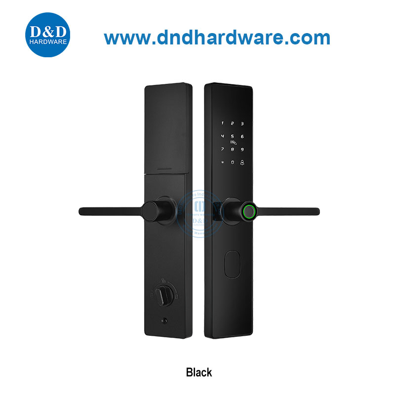 Black Electronic Password Smart Biometric Fingerprint Door Handle Lock with Doorbell