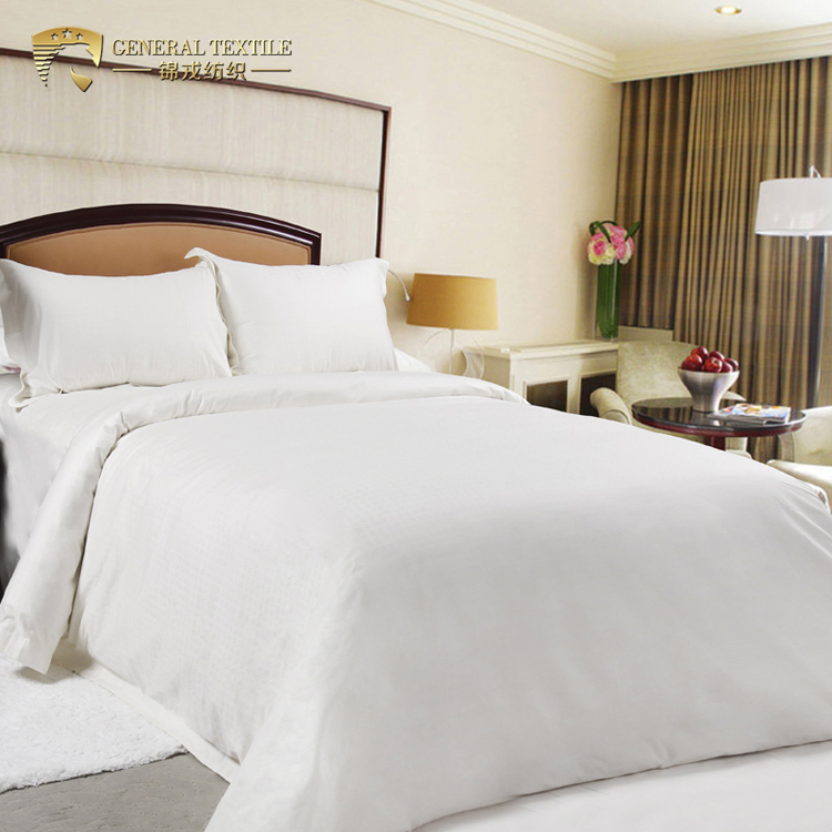 300tc 100% Cotton King Size Satin Weave Fabric Hotel Bedding Set