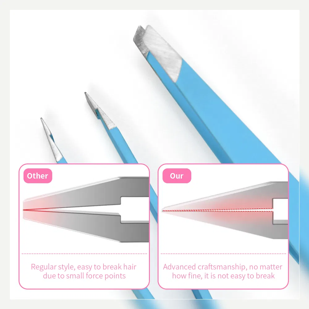 Slanted Tip Lash Eyebrow Hair Tweezers Stainless Steel Squared Tweezer for Eyelash Extensions