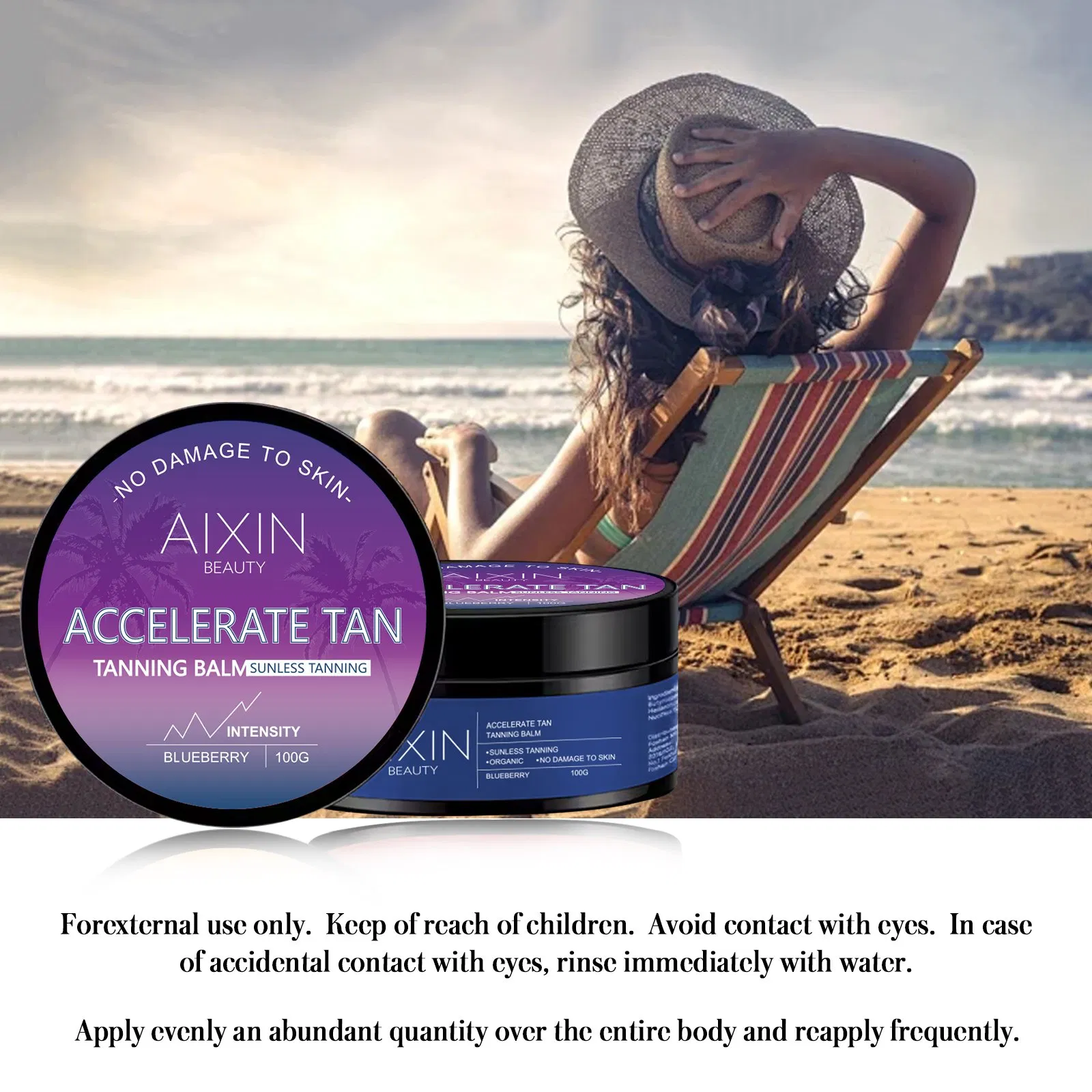 Beauty Skin Care Product Accelerate Tan Dark Sunbed Pineapple Blueberry Tanning Cream Cosmetics