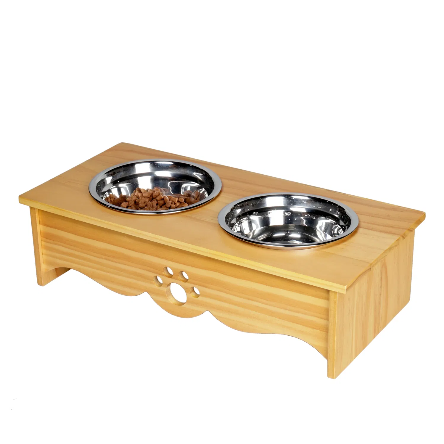 Wholesale Customzied Universal Pet Dining Table Bamboo Cat Bowl Rack with Elevated Wooden Food Storage for Feeder & Bowls