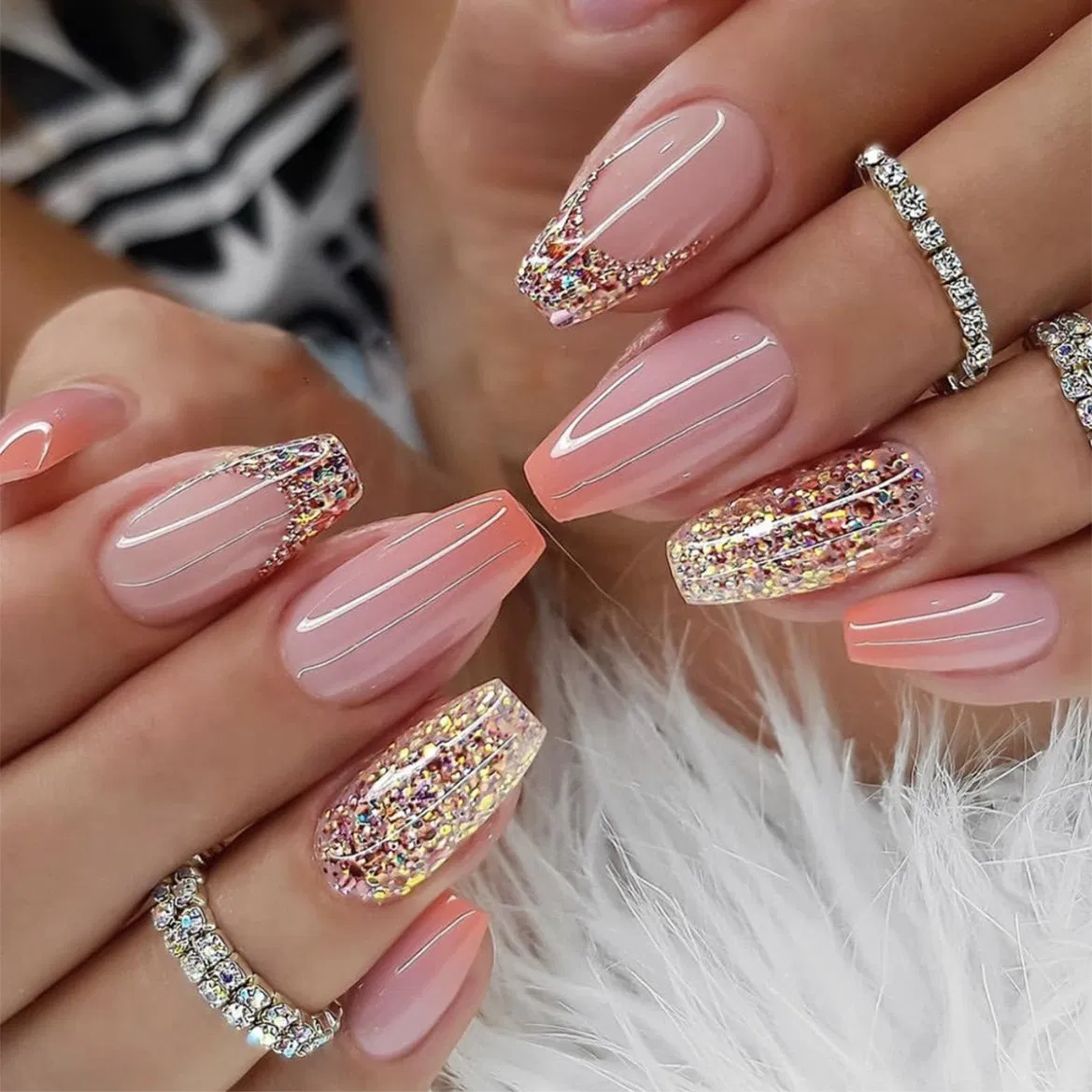 Orange Gradual Shining Powder Nail Enhancement Tablets Detachable Finished Nail Tablets