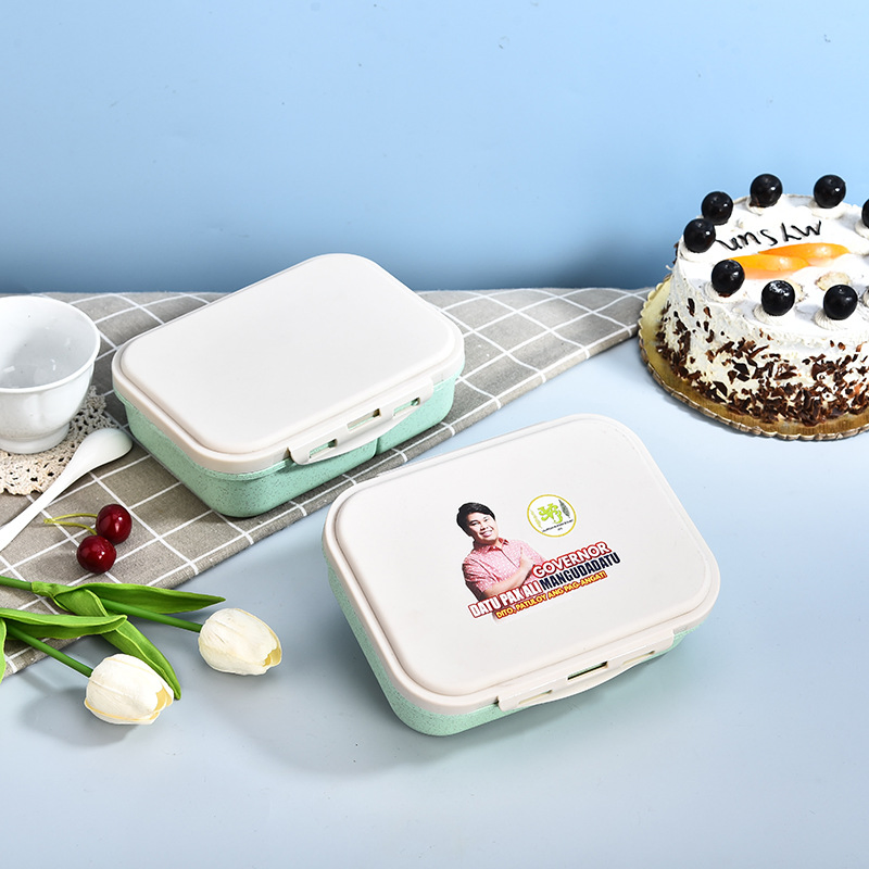 Wheat Straw +PP Plastic Lunchbox Can Custom Color and Logo,