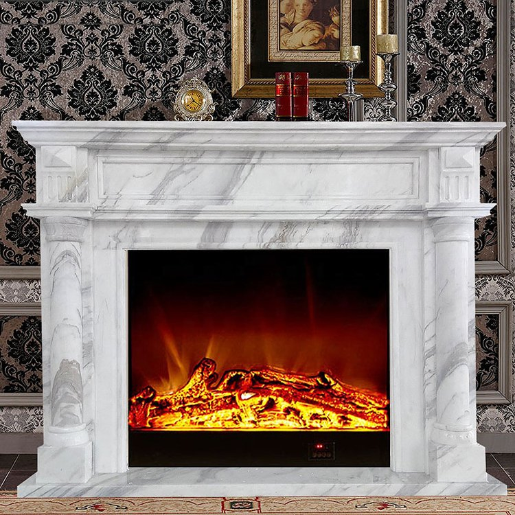 Low Price White Marble Electric Fireplaces with Good Technology