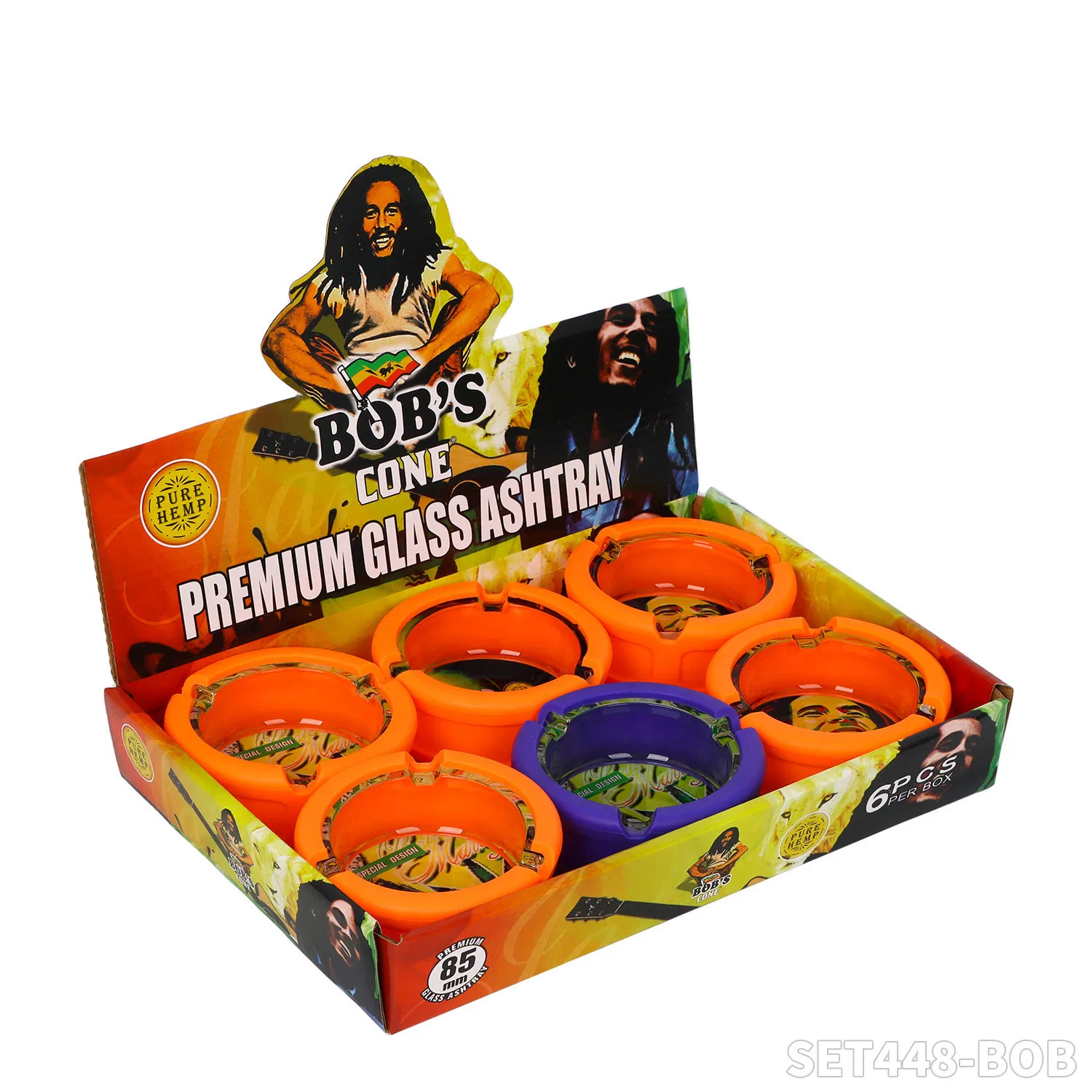 Hot Sale Rolling Tray 90*37mm Glass Ashtray Combination Set Wholesale 6 Mixes Smoking Set Ashtray