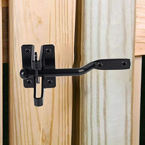 Self-Locking Gate Latch,Automatic Gravity Lever Latch for Wooden Fence Post Mount, Door Latch for Secure Pool,Garden,Shed,Black Powder Coated for Rust Resistanc