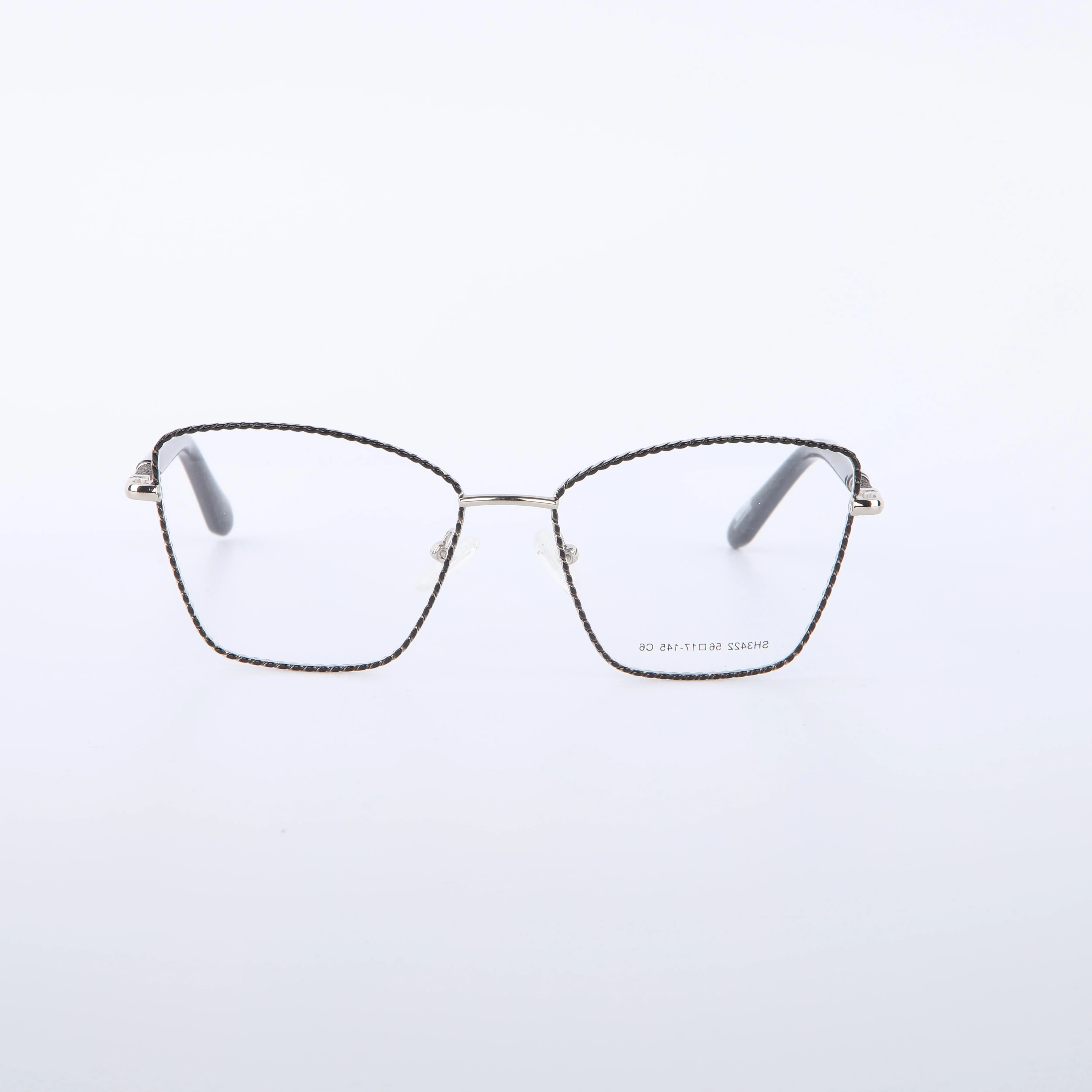 Stylish Double Metal Eyeglasses Frames for Myopia in Black/Pink Gold