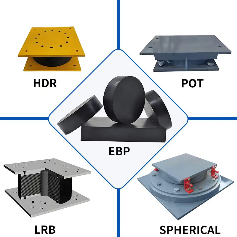 Vibration Isolating PTFE Plate Basin Bearing Pad, Spherical Rubber Bearing for Bridge