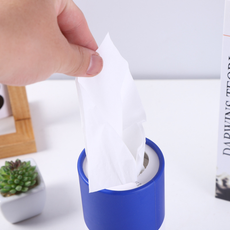 Cylinder Tissue Boxes for Car 3 Ply Virgin Wood Facial Tissue
