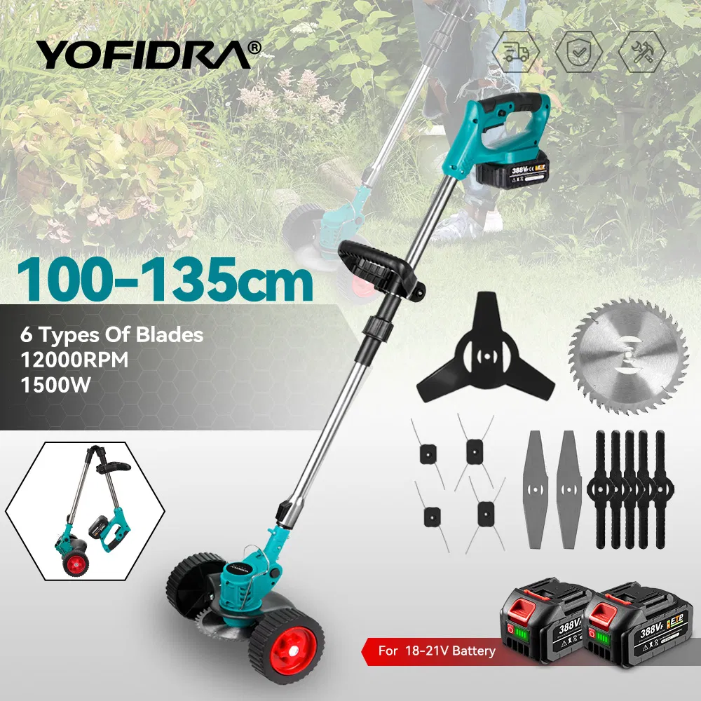 Lightweight Cordless Lawn Mower with 100-135cm Extension and 300W Power