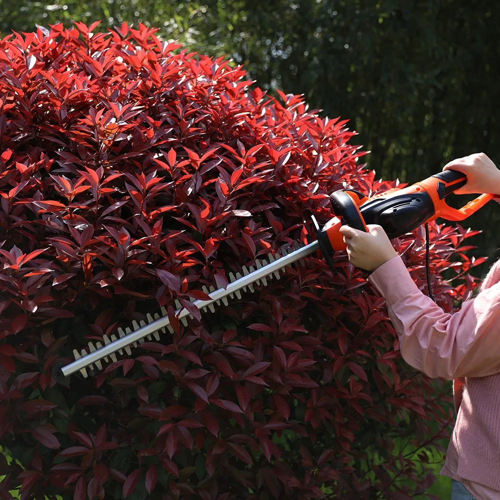 Yard Force 600W Professional Hedge Trimmer, 61cm Laser-Cut Blade & Dual Safety Switch, 55cm Cutting, Electrical Brake & Rotating Handle for Precision Gardening