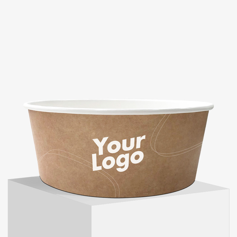 Custom Made 500ml Kraft Paper Salad Bowl with Lid