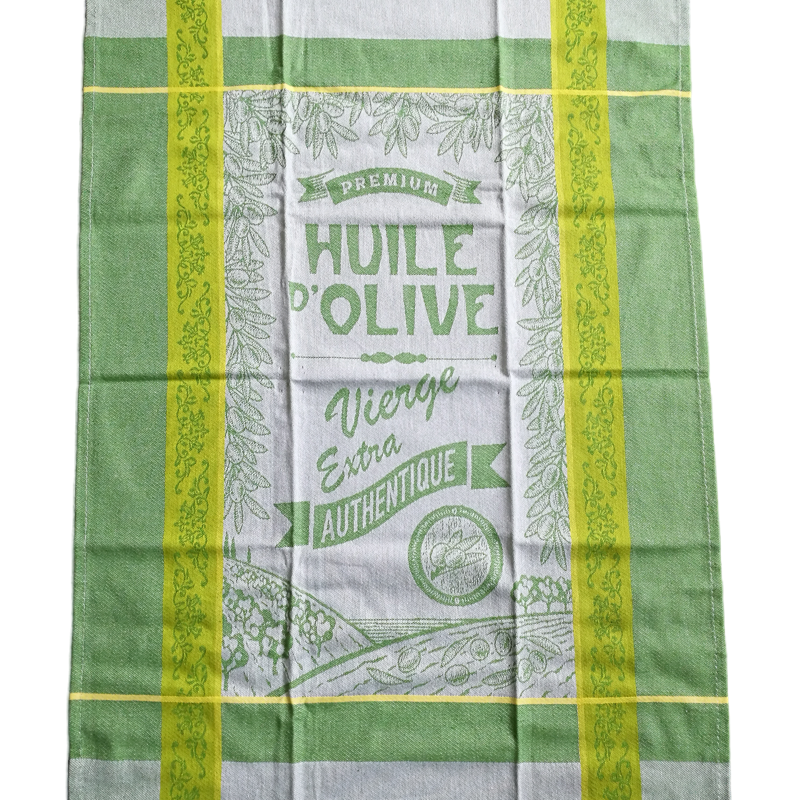 100% Cotton Green Jacquard Yarn Dyed Kitchen Towel with French Olive