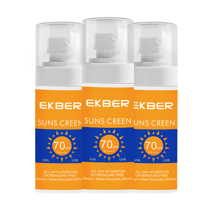 High Quality Wholesale Brightening Face Care Sunscreen Lotion Purslane Physical Sunscreen Cream SPF70+++ 60ml