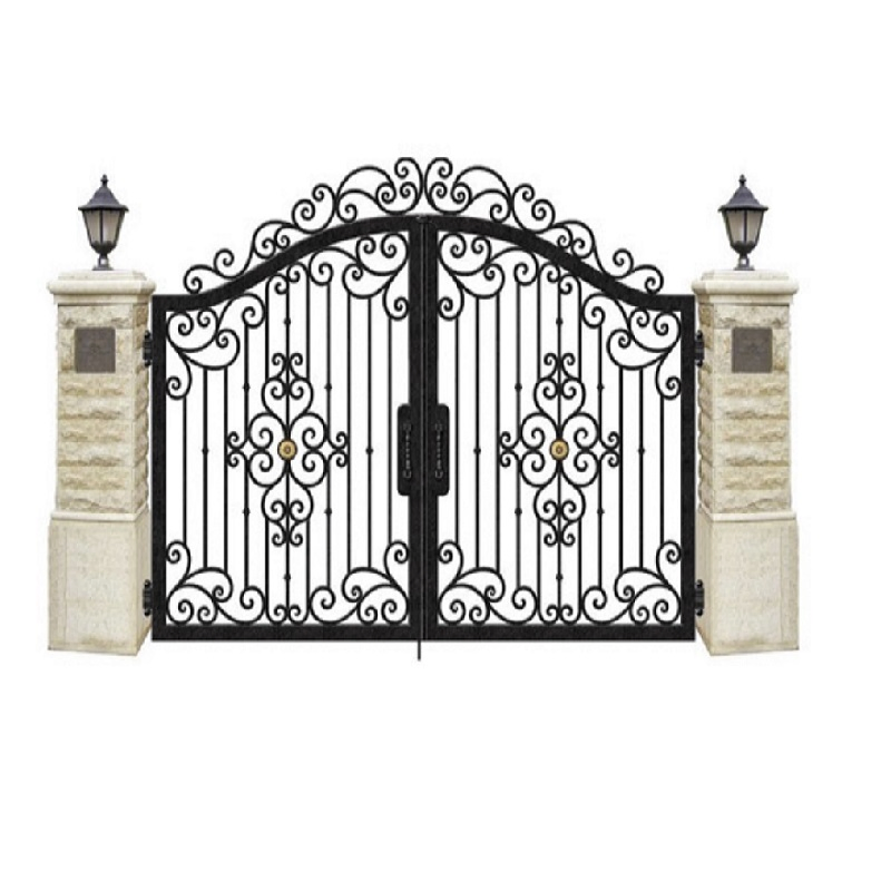 Exterior Security Entrance Wrought Iron Garage Gate Door for Courtyard Garden Security Metal Door