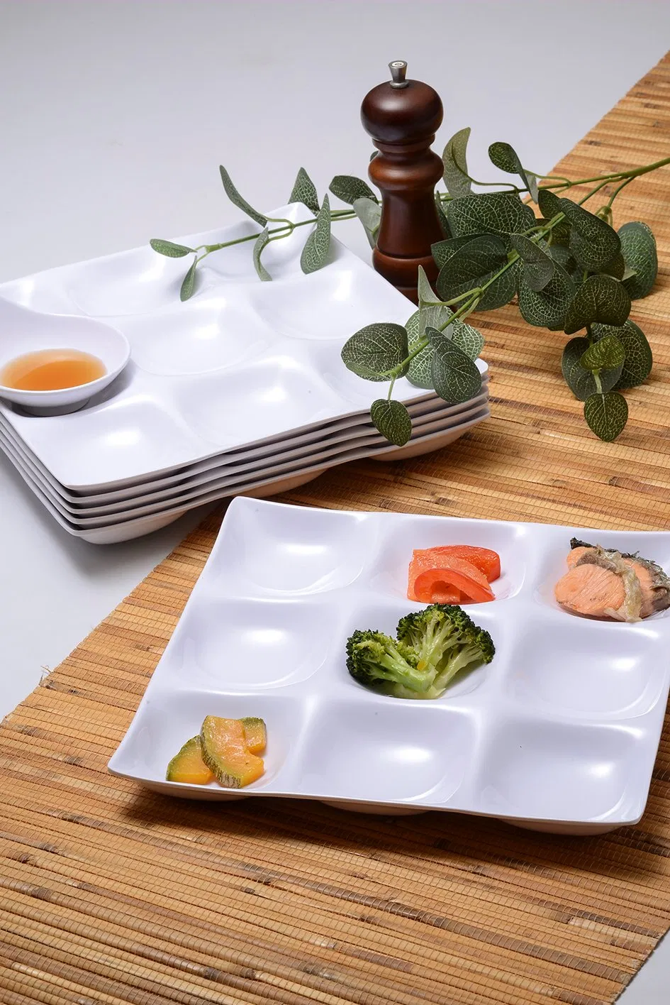 9-Divided Plate Dessert Plate Western Restaurant Melamine Plate