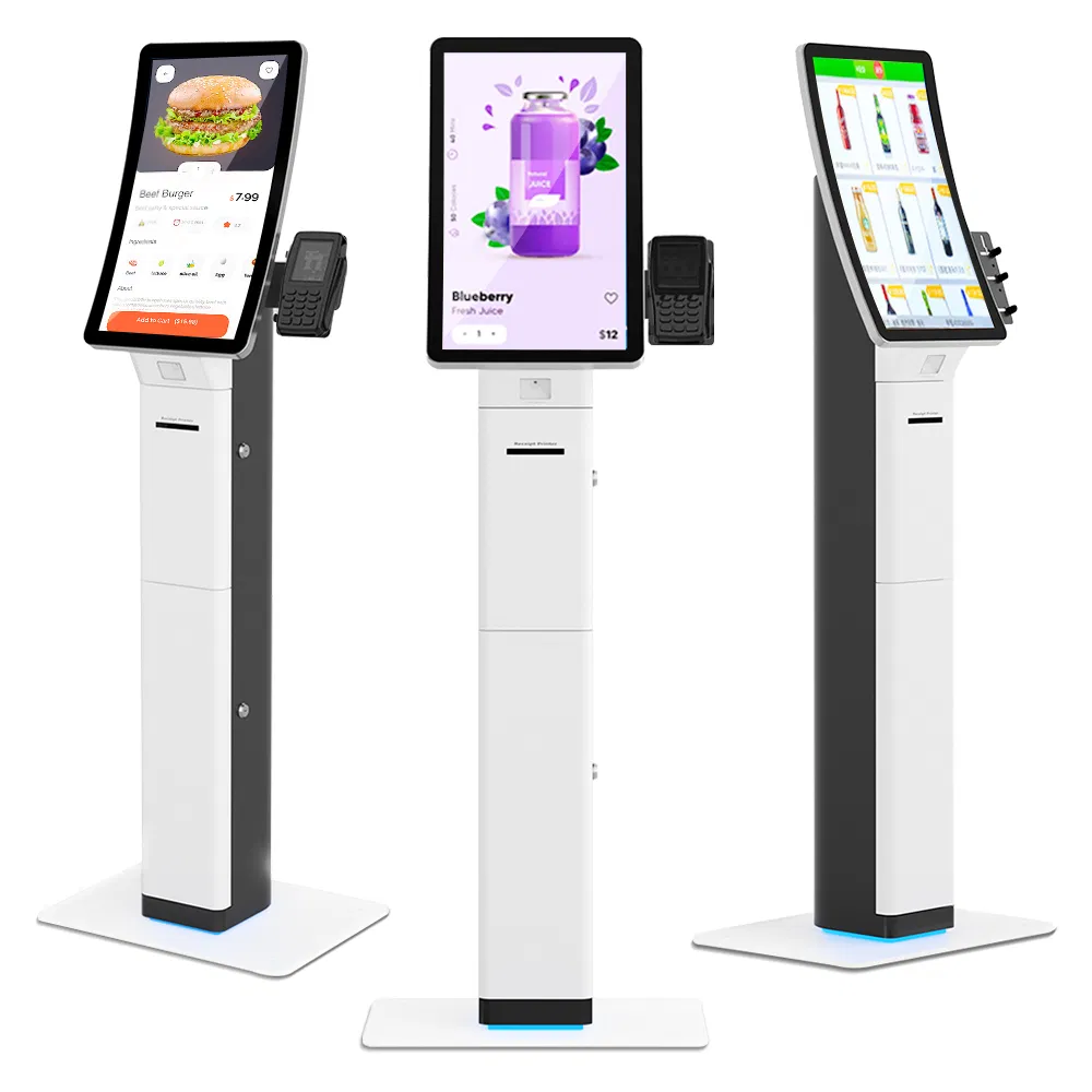 Self-Service Ordering Information Kiosk 23.6-Inch Curved Touch Screen POS Payment