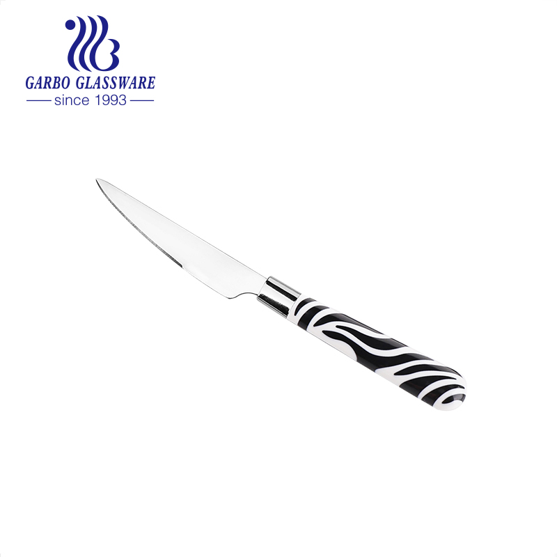 Silver Color Stainless Steel Dinner Knife with Red Plastic Handles Flatware for Daily Use Dinnerware