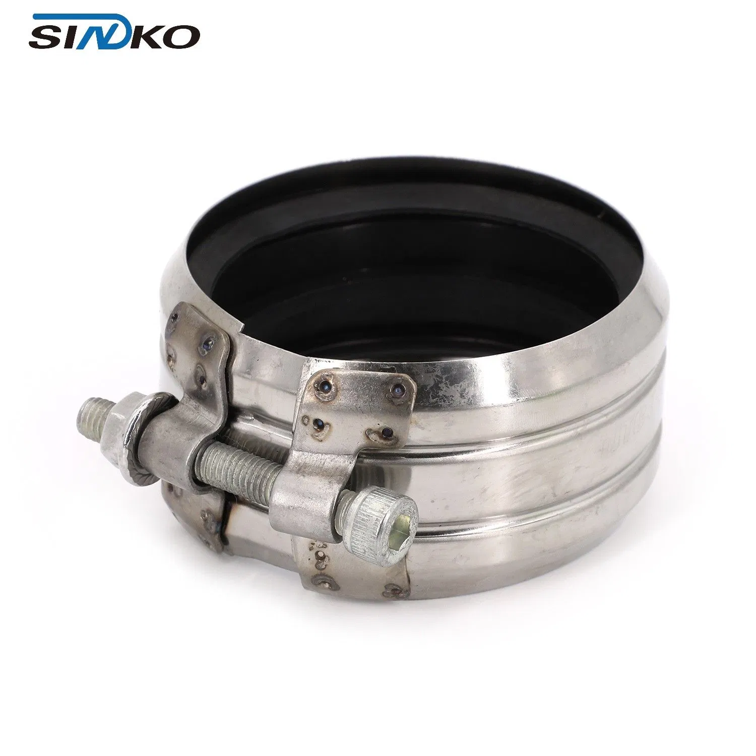 Industrial Grade Type B-Ear Plate No Hub Coupling: Rubber Lined Stainless Steel Pipe Repair Clamp