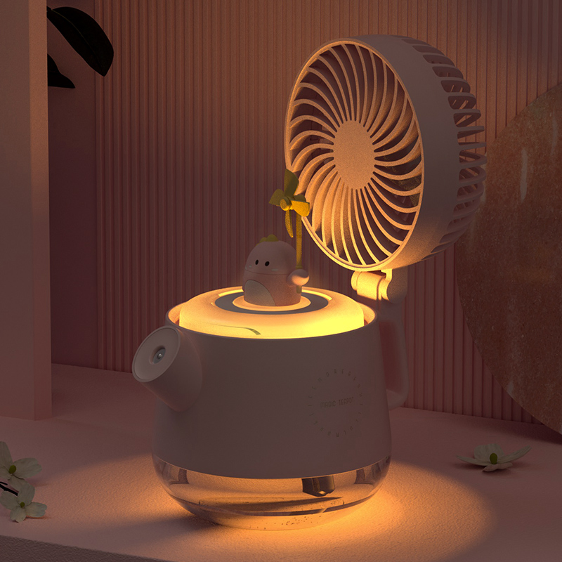 Cute Pet Mini Fan Four in One Desktop USB Charging Humidifier Fan A04A
