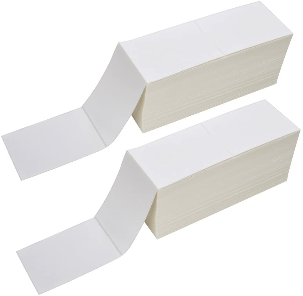 Folded 2 Stacks of 4" Thermal Labels (2000 label rolls per stack)