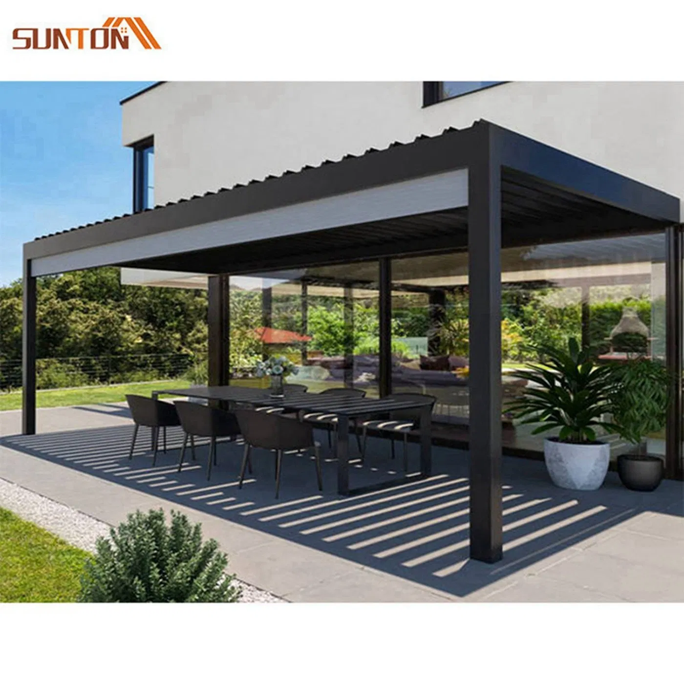 Electrical Aluminum Bioclimatic Pergola Arches Trees Roof Pavilion for Arbours Pergolas & Bridges
