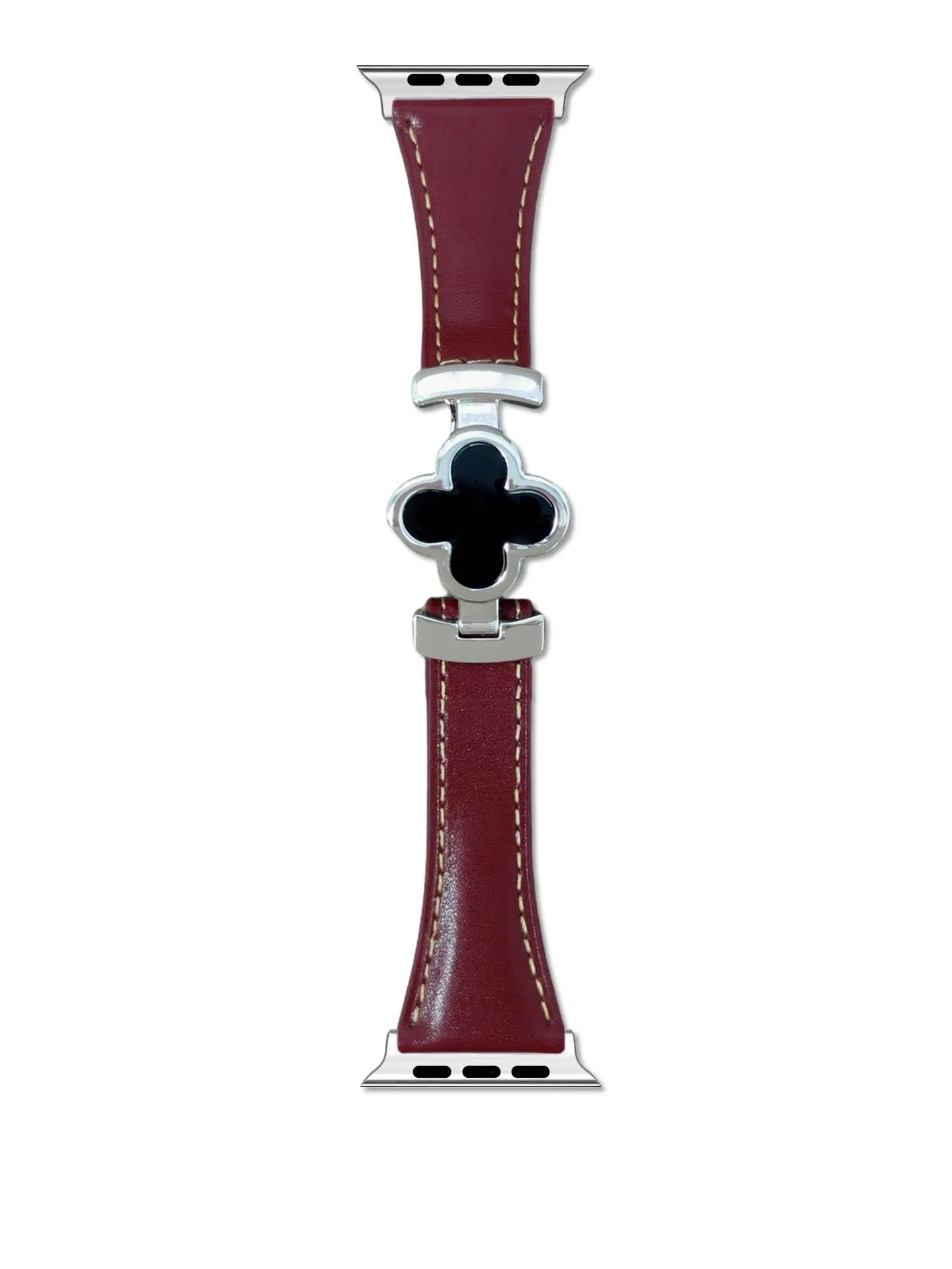 Clover Magnetic Clasp Genuine Leather Watch Strap Band for Apple Samsung Garmin