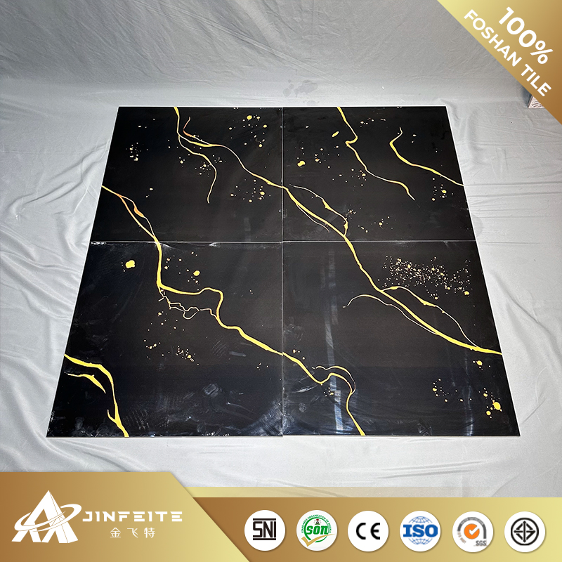Gold Line Deep Black Best Price for Floor Tile Nature Mable Tile