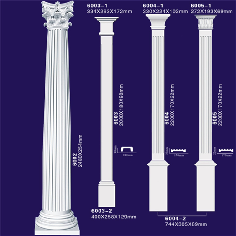 Round Shape Polyurethane Decorative FRP Columns / Roman Columns for House Villa Hotel
