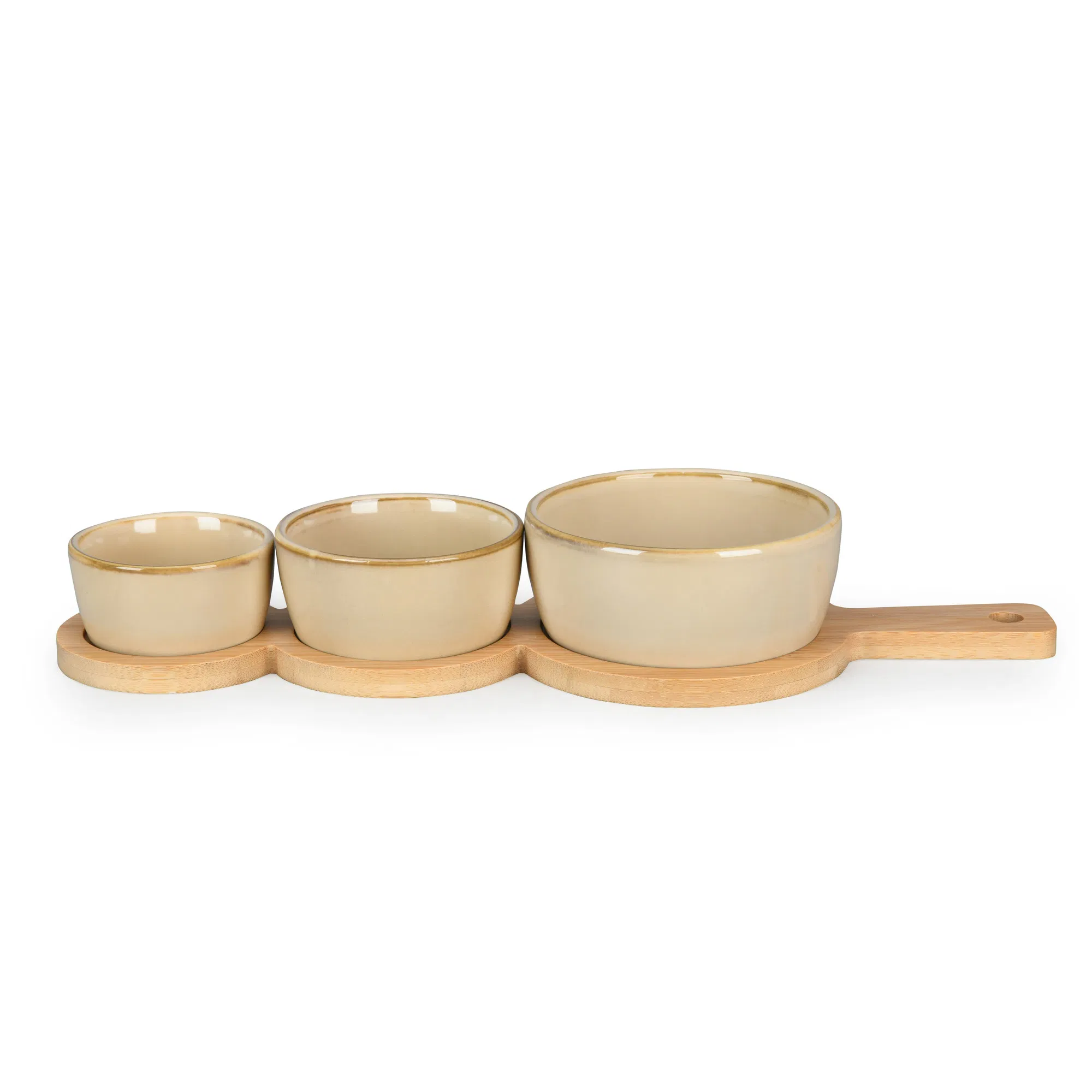 Porcelain Serving Bowl Ceramic Wholesale Dinner Plate with Bamboo Tray