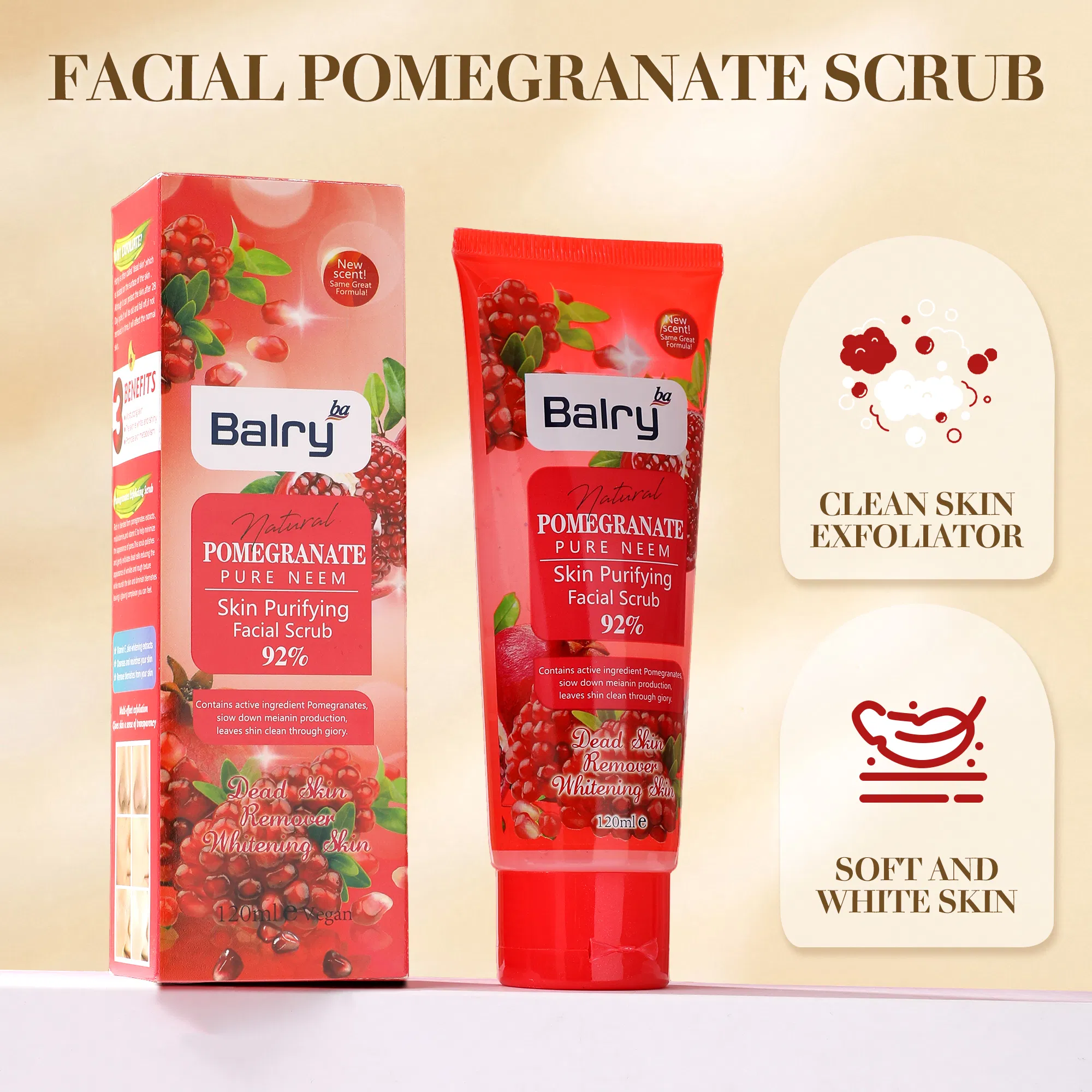 Renewing Hyaluronic Acid Pomegranate Extract Exfoliating Gel Scrub for Women