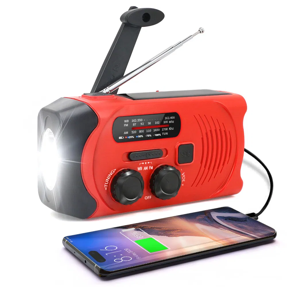 Multifunctional Portable Hand Home Radio Solar with Crank Dynamo Powered Am/FM/Noaa Weather Radio Use Emergency LED Flashlight