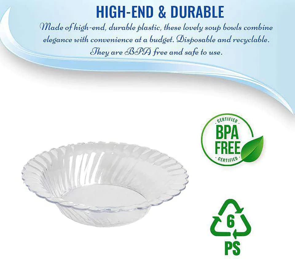 Premium Clear Plastic Bowls for Desserts and Soups