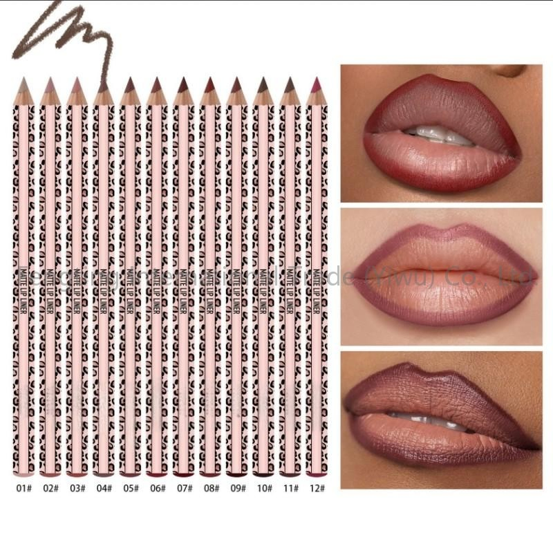 Cross-Border Exclusive 12-Color Matte Lip Liner Set Custom Logo Long-Lasting Non-Fading Lip Pencil Makeup Nude Lip Makeup