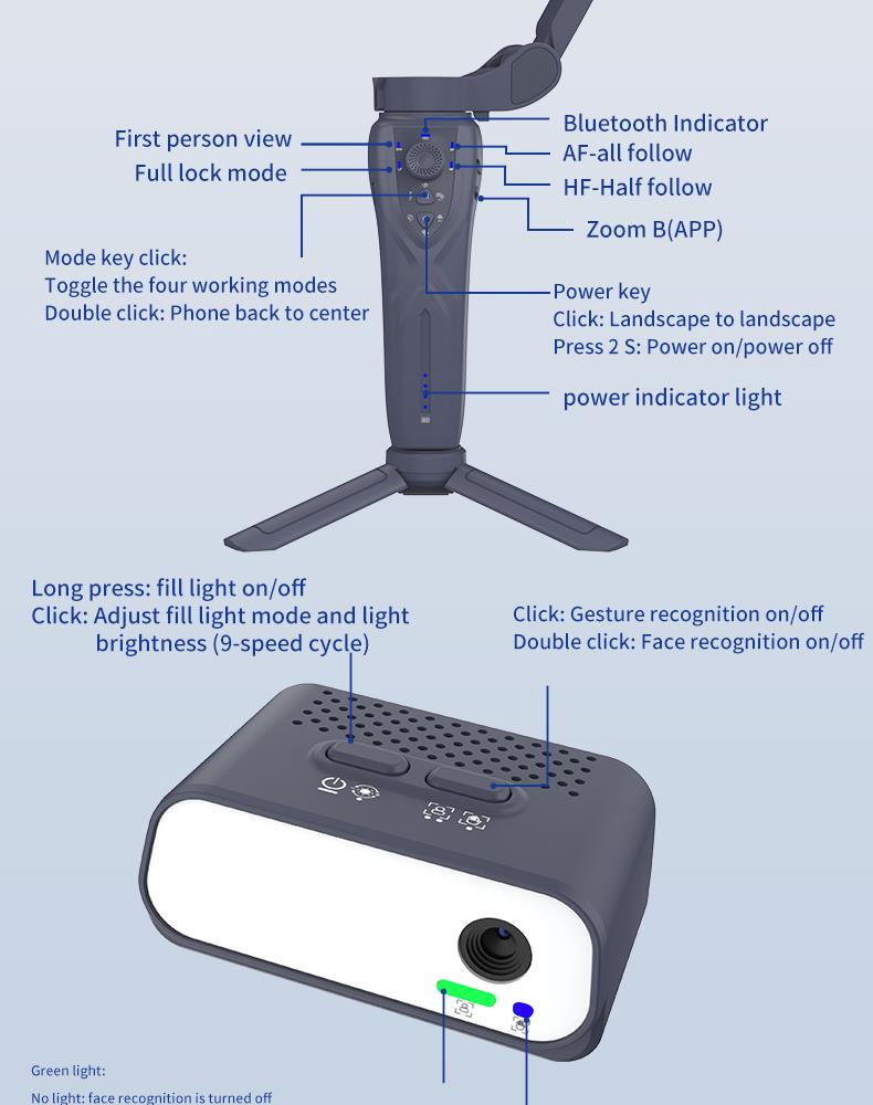 New Ai Face Tracking 3-Axis Handle Grip Gimbal Cell Phone Steadicam with Follow Focus for Camera Video Shooting