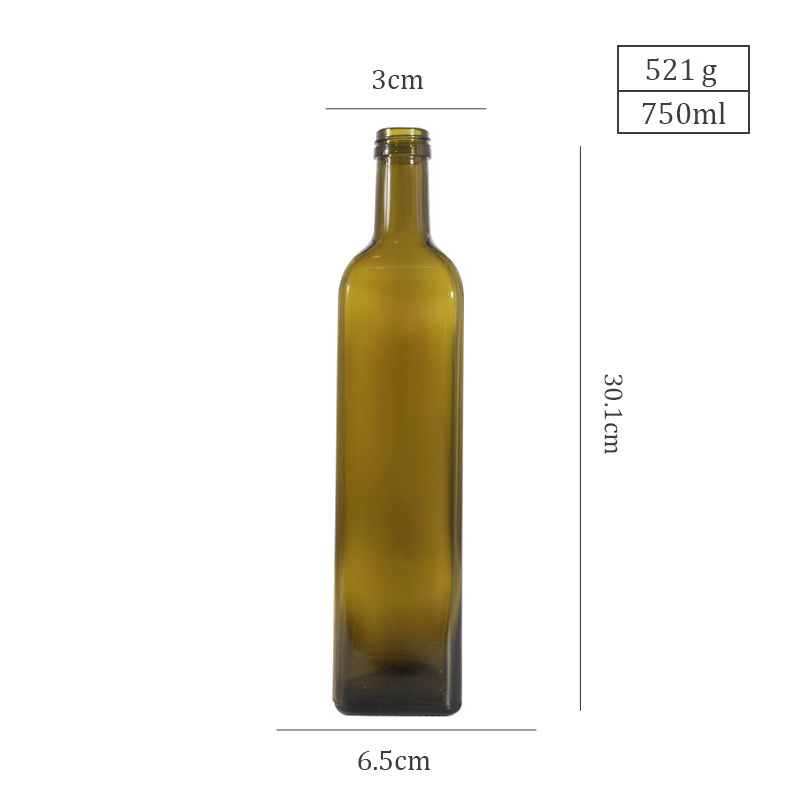 Square Round Glass Bottle Olive Oil Bottles 250ml 500ml with Lid