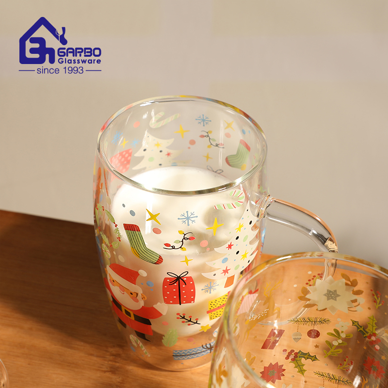 Borosilicate Glass Insulated 300ml-500ml Classical V Shape Double Wall Glass Coffee Mug for Espresso