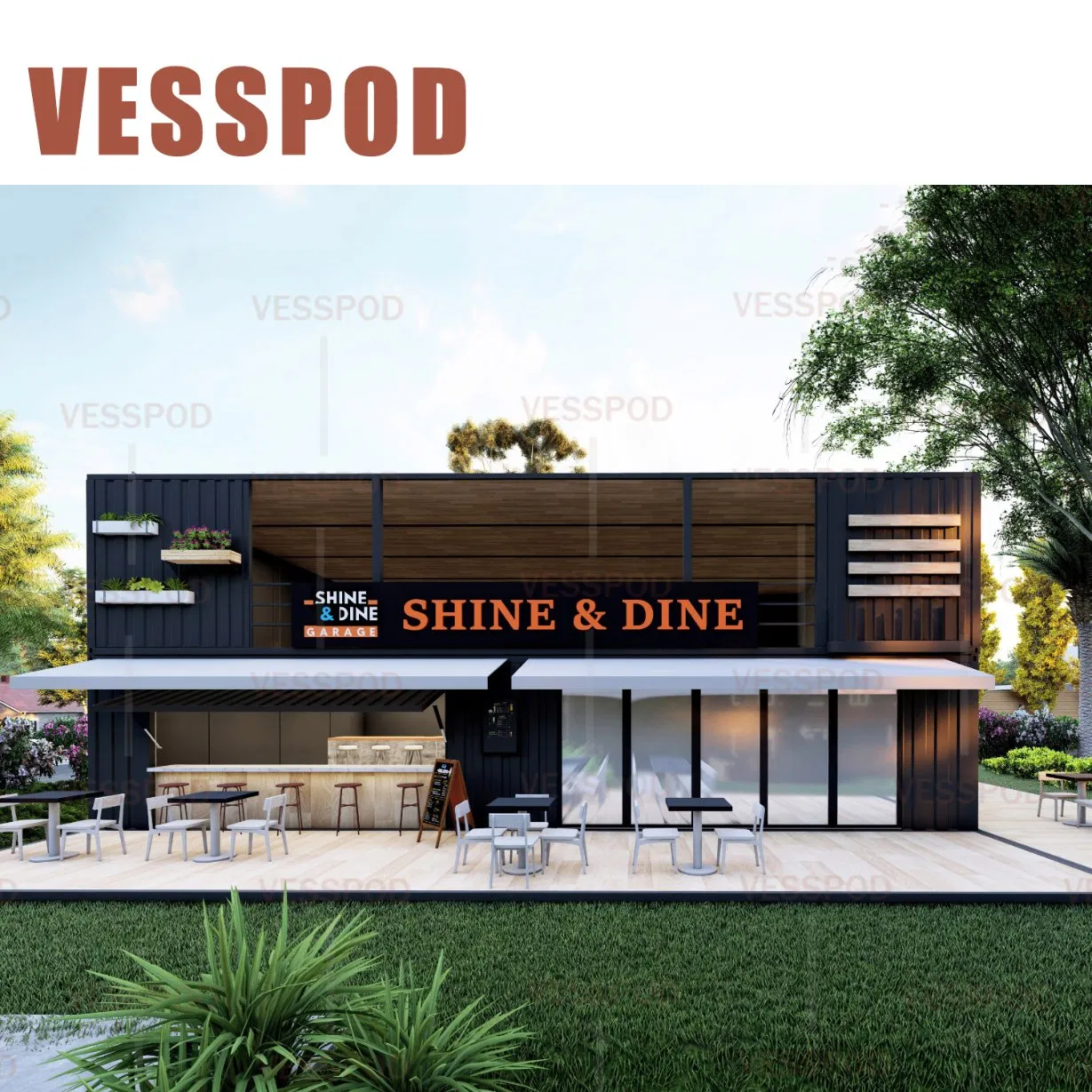 Prefab 2 Story Container Restaurant 20/40FT Bar Container Coffee Kiosks Modular Container Restaurant