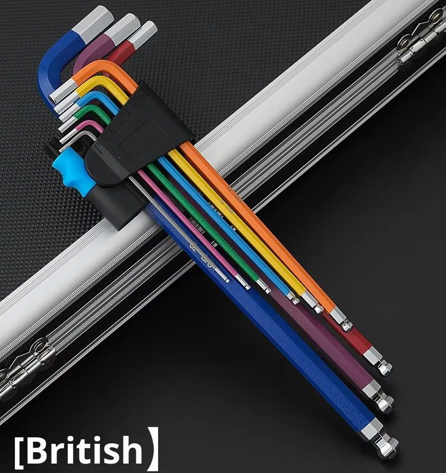 Colorful Inner Hex S2 Steel Allen Wrench Set with Extended Ball End