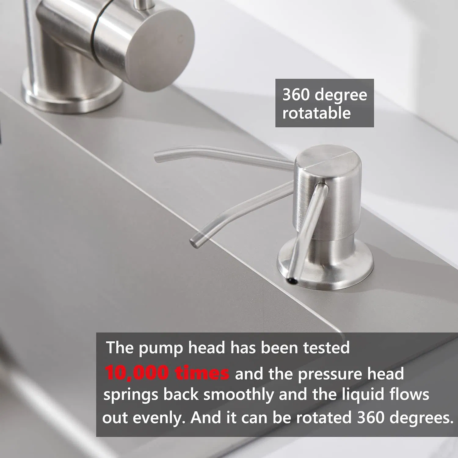 Aquacubic Soap Dispenser Brushed Nickel Hand Lotion Dispenser for Kitchen Sink Stainless Steel Pump Head