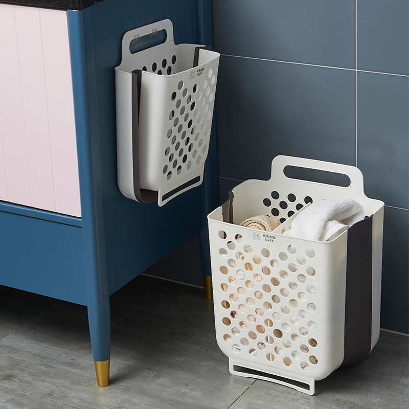 Factory Price Foldable Home Wall Mounted Non Perforated Bathroom Laundry Basket