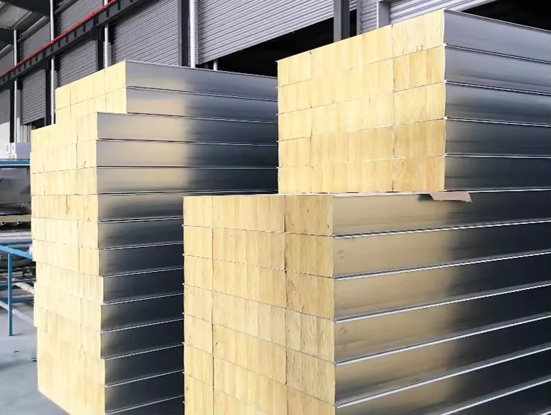 180kg M3 1200 X600mm Colored Steel Sandwich Rock Wool Board