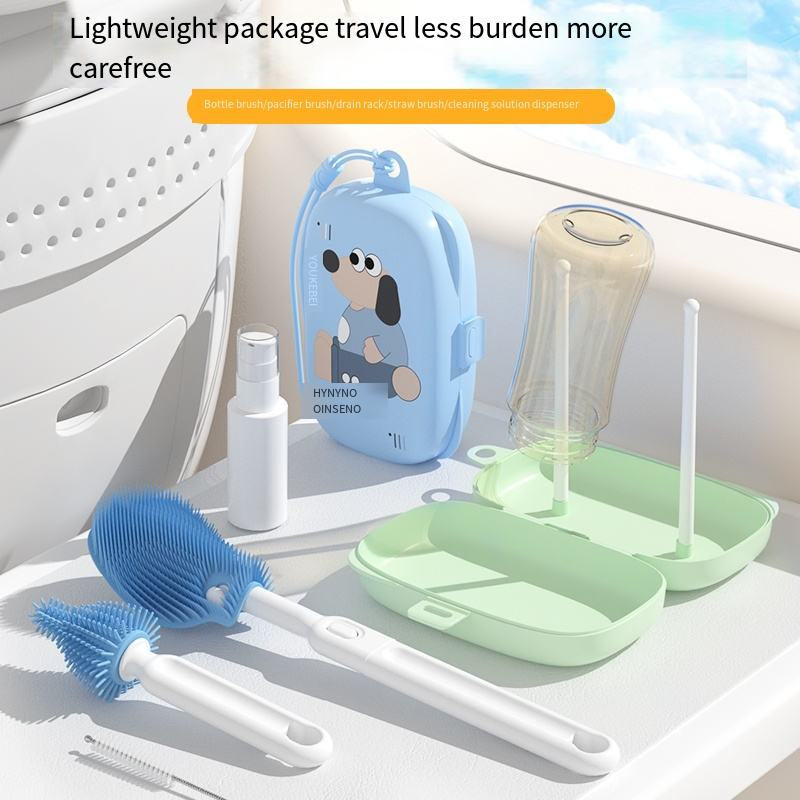 Портативный набор для чистки детских бутылочек с силиконовой трубочкой